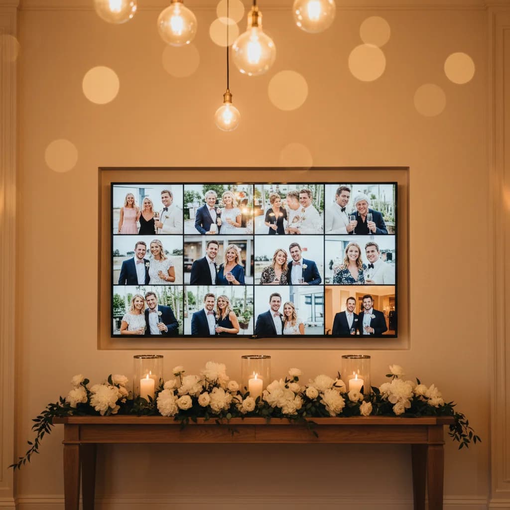 Live slideshow of event photos on a television